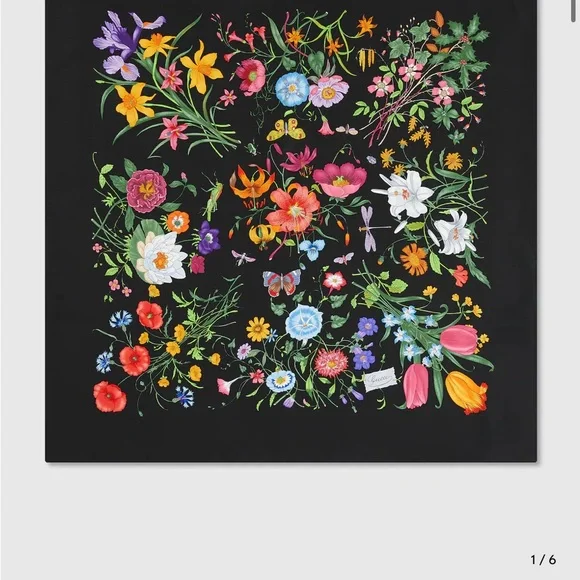 Gucci Floral Scarf & Original Burgundy Gift Box - Picture 6 of 6